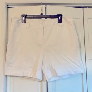 Chaus White Bermuda Shorts Flat-Front Cotton